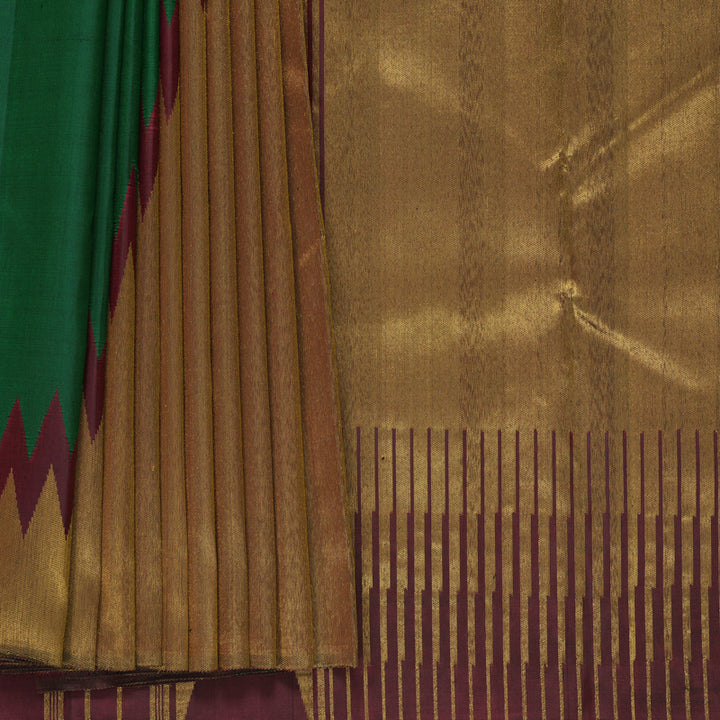 Hayagrivas Handloom Bottle Green Kanjivaram Silk Saree with Tissue Border KBF792H1-1
