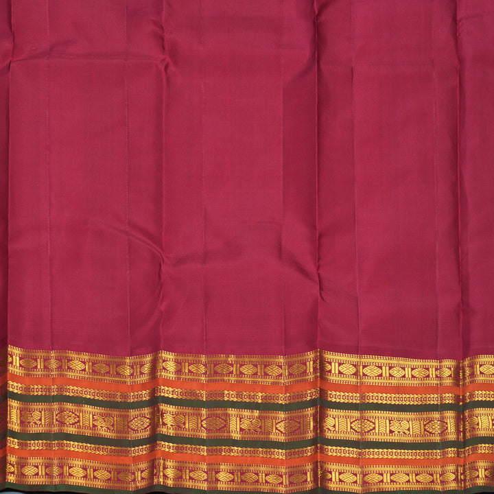 Hayagrivas Handloom Mustard Yellow Kanjivaram Silk Saree with Varisapet Border KBF793H4-1