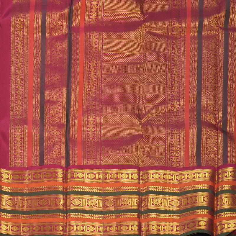 Hayagrivas Handloom Mustard Yellow Kanjivaram Silk Saree with Varisapet Border KBF793H4-1