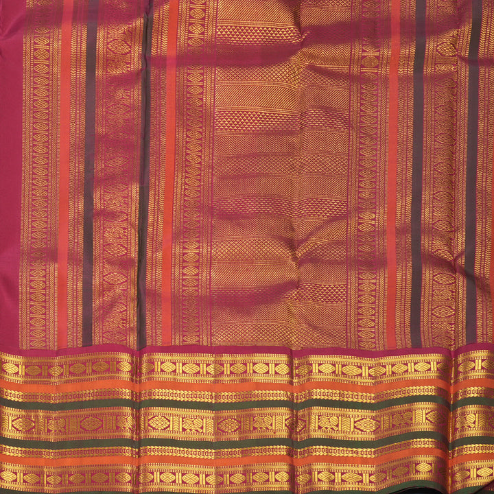Hayagrivas Handloom Mustard Yellow Kanjivaram Silk Saree with Varisapet Border KBF793H4-1