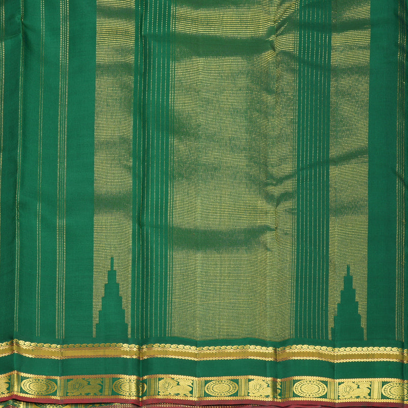 Hayagrivas Handloom Mambazham Orange Kanjivaram Silk Saree with Green Border KBF793H5-1