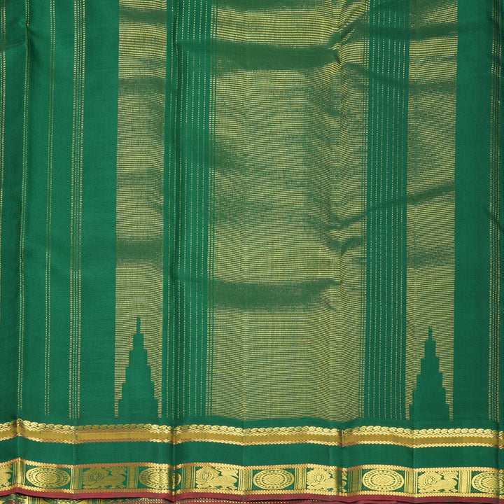Hayagrivas Handloom Mambazham Orange Kanjivaram Silk Saree with Green Border KBF793H5-1