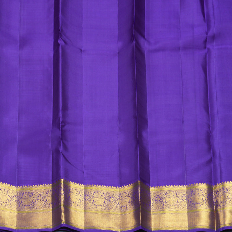Hayagrivas Handloom Half-White Kanjivaram Silk Saree with Purple Border KBF794H2-2