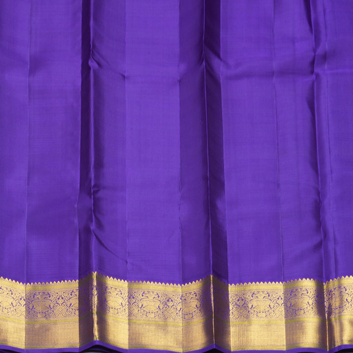 Hayagrivas Handloom Half-White Kanjivaram Silk Saree with Purple Border KBF794H2-2