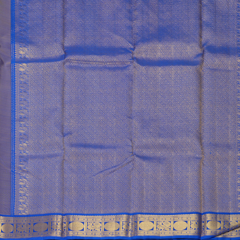 Hayagrivas Handloom Mambazham Orange Kanjivaram Silk Saree with MS Blue Border KBF794H5-1