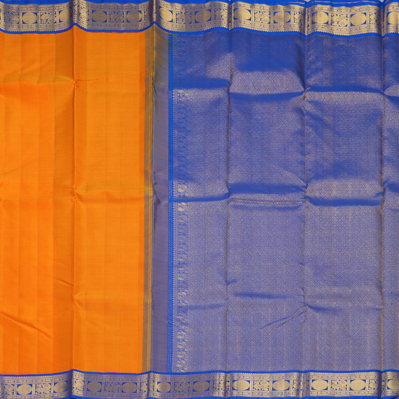 Hayagrivas Handloom Mambazham Orange Kanjivaram Silk Saree with MS Blue Border KBF794H5-1
