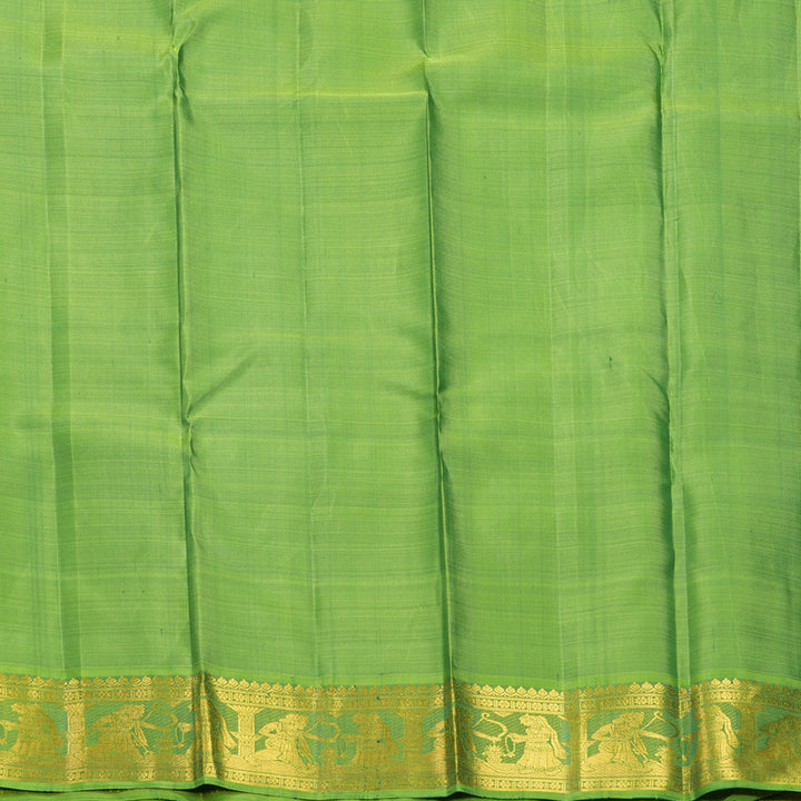 Hayagrivas Handloom Lime Green Kanjivaram Silk Saree with Green Border KBF796H9-1