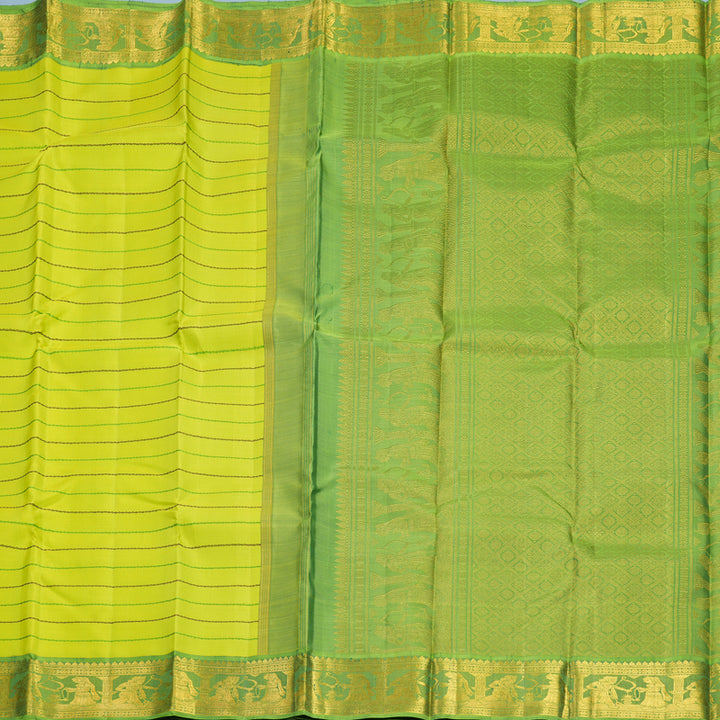 Hayagrivas Handloom Lime Green Kanjivaram Silk Saree with Green Border KBF796H9-1