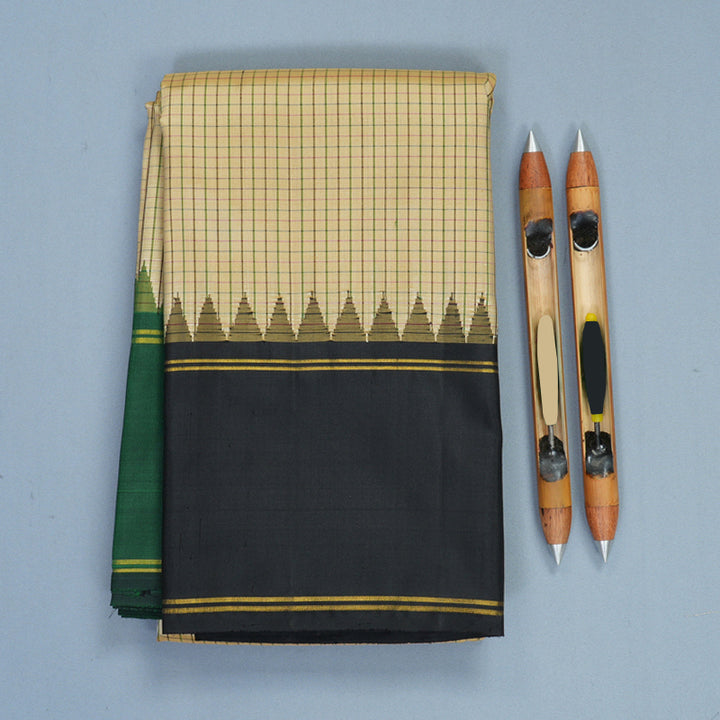 Hayagrivas Handloom Sandal Kanjivaram Silk Saree with Ganga Jamuna Border KBF797H2-1