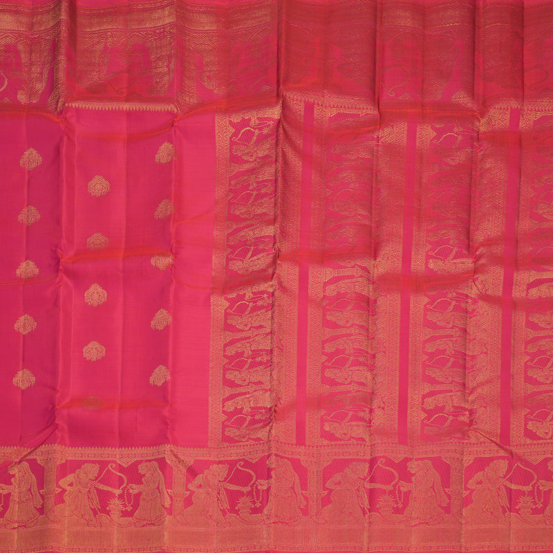 Hayagrivas Handloom Reddish-Pink Kanjivaram Silk Saree KBF799H1-1
