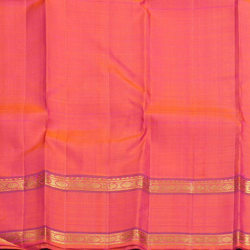 Hayagrivas Handloom Half-White Kanjivaram Silk Saree with Orangish-Pink Border KBF800H2-1