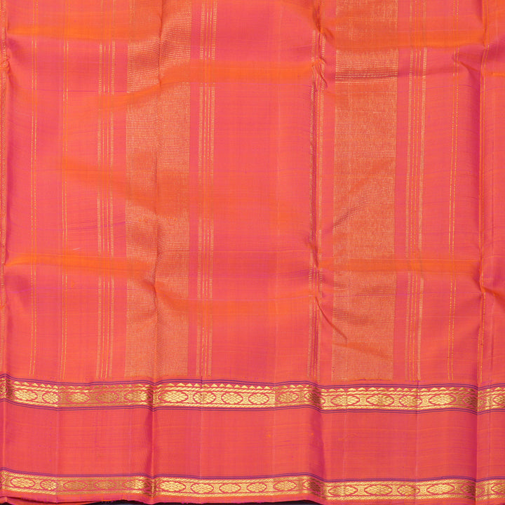 Hayagrivas Handloom Half-White Kanjivaram Silk Saree with Orangish-Pink Border KBF800H2-1
