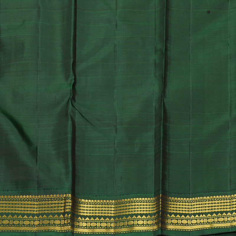 Hayagrivas Handloom Mustard Yellow Kanjivaram Silk Saree with Peacock Green Border KBF800H2-2