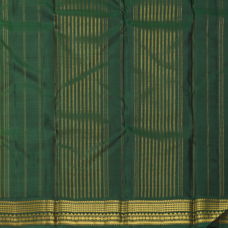 Hayagrivas Handloom Mustard Yellow Kanjivaram Silk Saree with Peacock Green Border KBF800H2-2