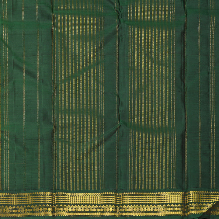 Hayagrivas Handloom Mustard Yellow Kanjivaram Silk Saree with Peacock Green Border KBF800H2-2