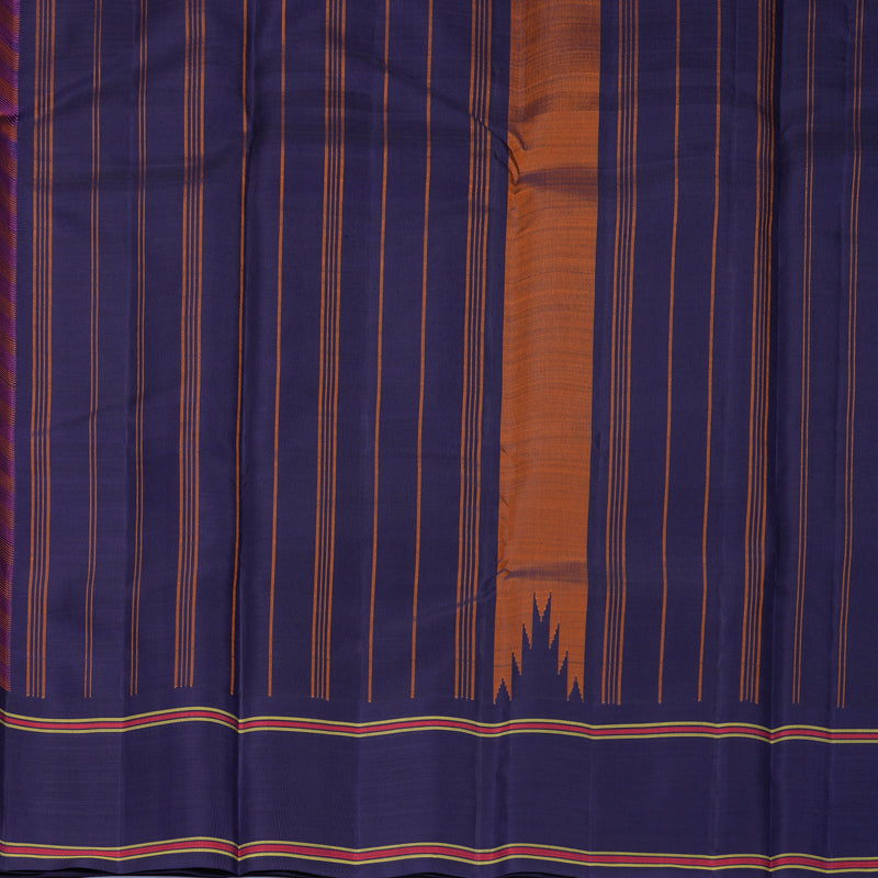 Hayagrivas Handloom Pink &amp; Orange Checks Kanjivaram Silk Saree with Navy Blue Border KBF800H8-2