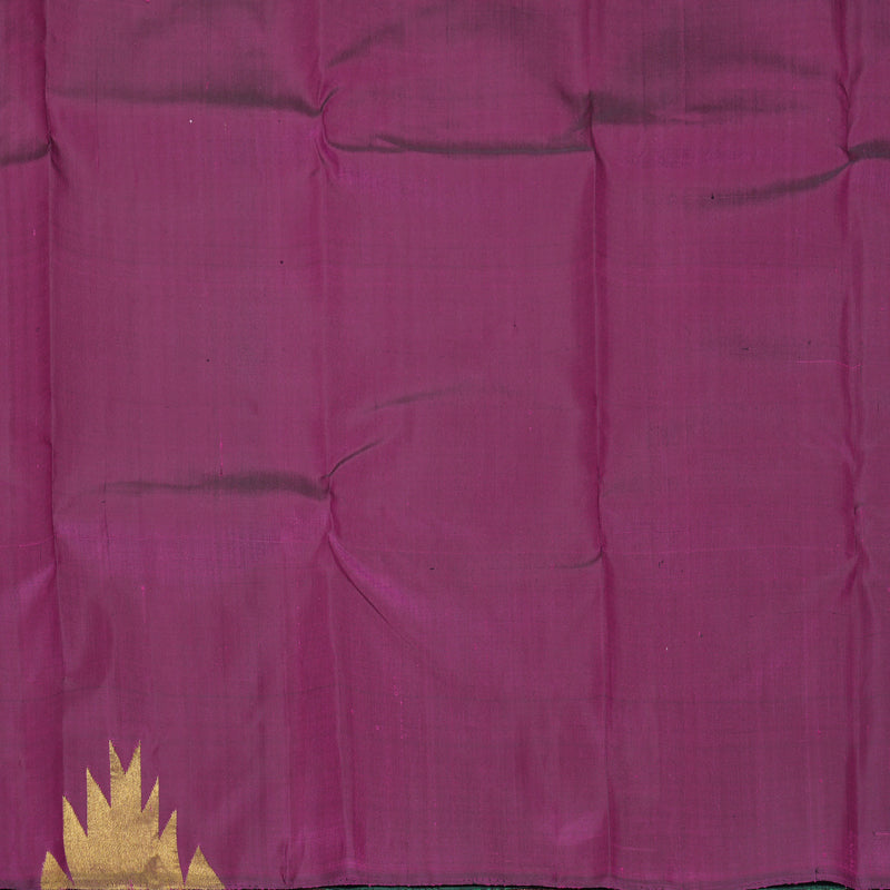 Hayagrivas Handloom Meenakshi Green Kanjivaram Silk Saree with Purple Border KBF803H5-1