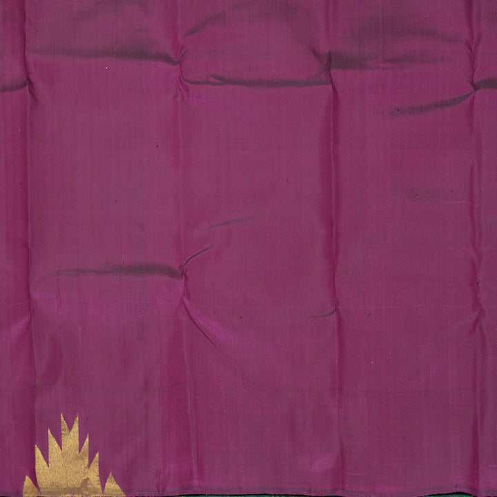Hayagrivas Handloom Meenakshi Green Kanjivaram Silk Saree with Purple Border KBF803H5-1