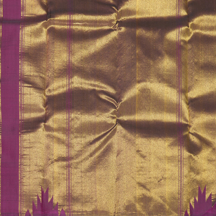 Hayagrivas Handloom Meenakshi Green Kanjivaram Silk Saree with Purple Border KBF803H5-1