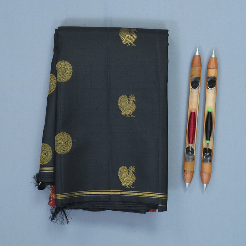 Hayagrivas Handloom Araku Maroon Kanjivaram Silk Saree with Black Border KBF804H4-1