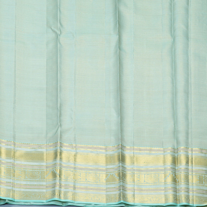 Hayagrivas Handloom Greige Kanjivaram Silk Saree with Powder Blue Border KBF804H6-1