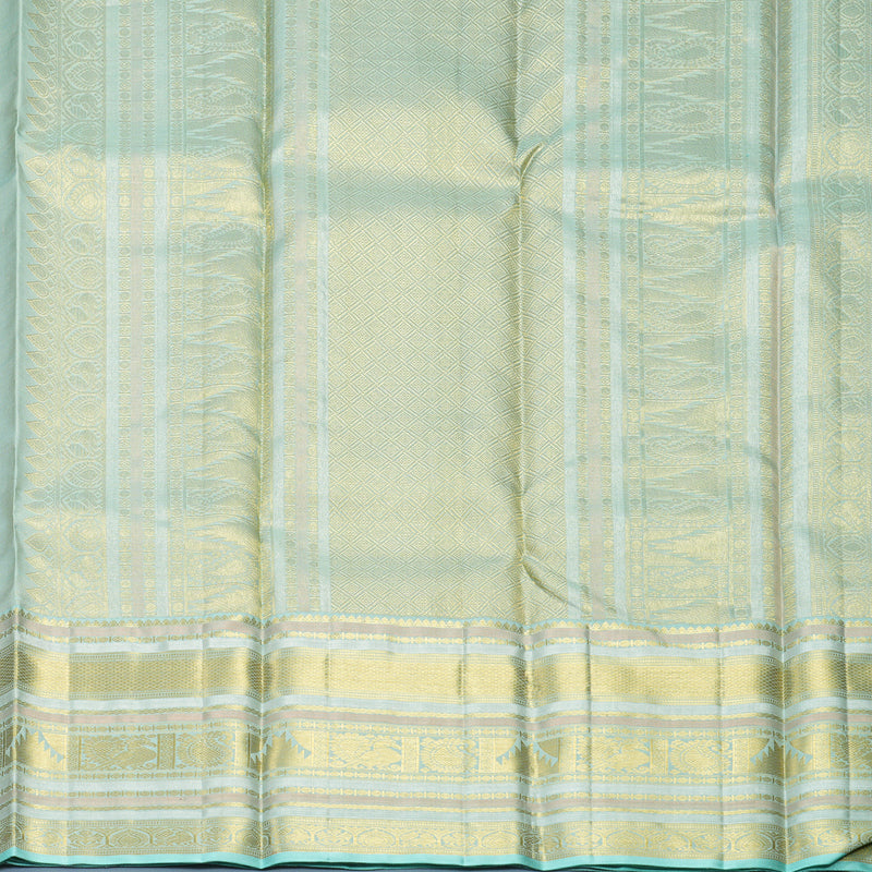 Hayagrivas Handloom Greige Kanjivaram Silk Saree with Powder Blue Border KBF804H6-1