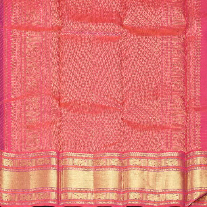 Hayagrivas Handloom Black Kanjivaram Silk Saree with Ganga Jamuna Border KBF804H7-1