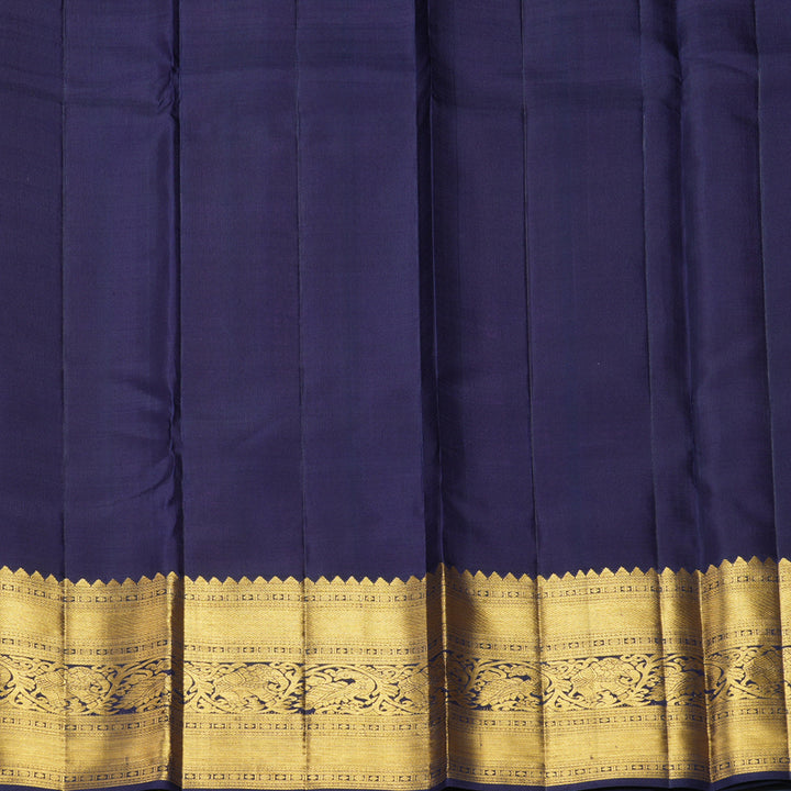 Hayagrivas Handloom Bright Rani Pink Kanjivaram Silk Saree with Navy Blue Border KBF805H1-1