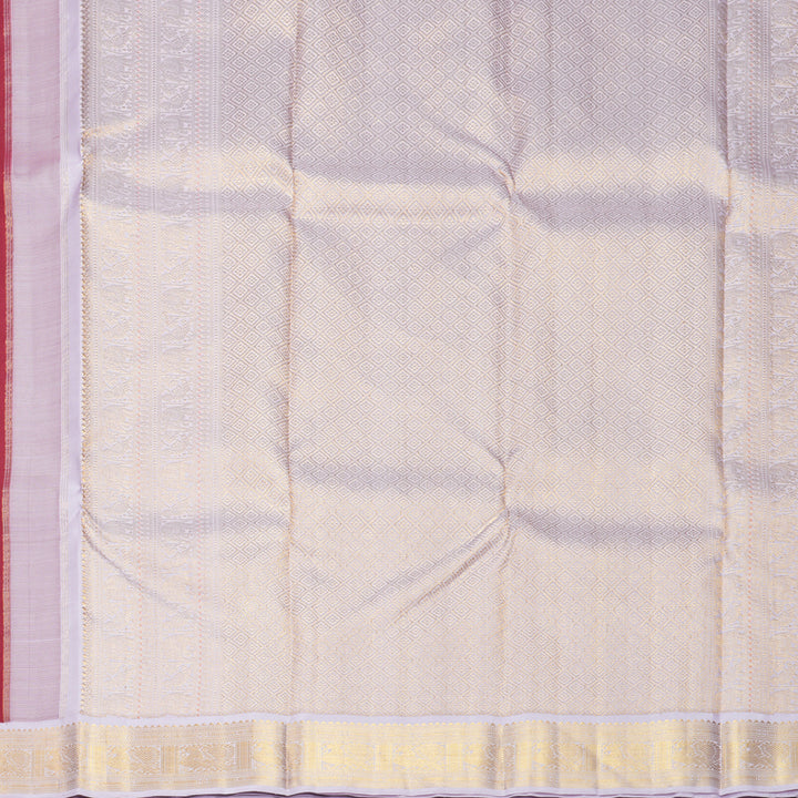 Hayagrivas Handloom Kum Kum Maroon Kanjivaram Silk Saree with Lilac Border KBF805H4-1