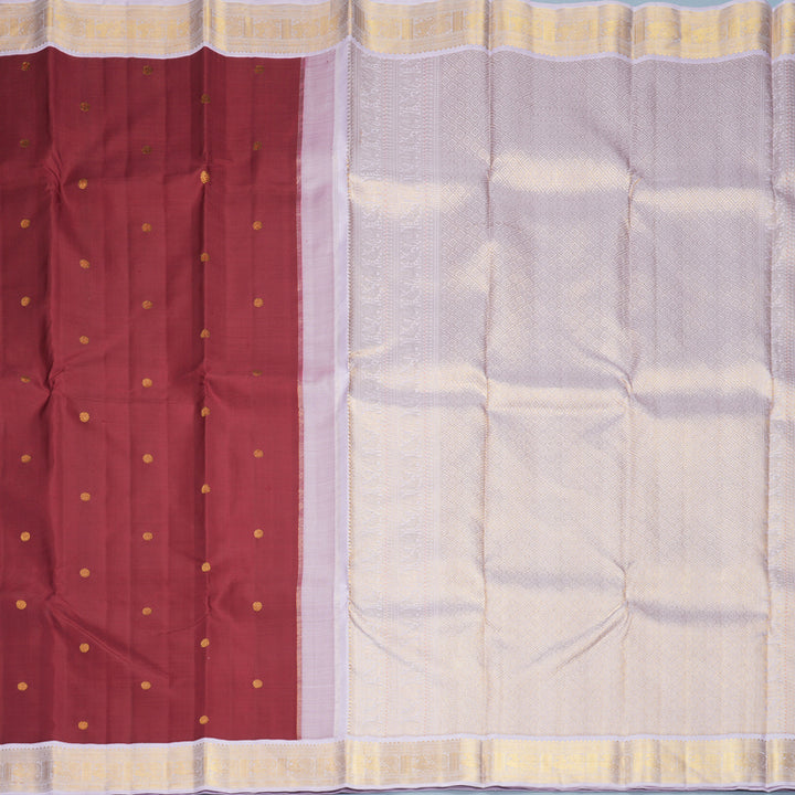 Hayagrivas Handloom Kum Kum Maroon Kanjivaram Silk Saree with Lilac Border KBF805H4-1