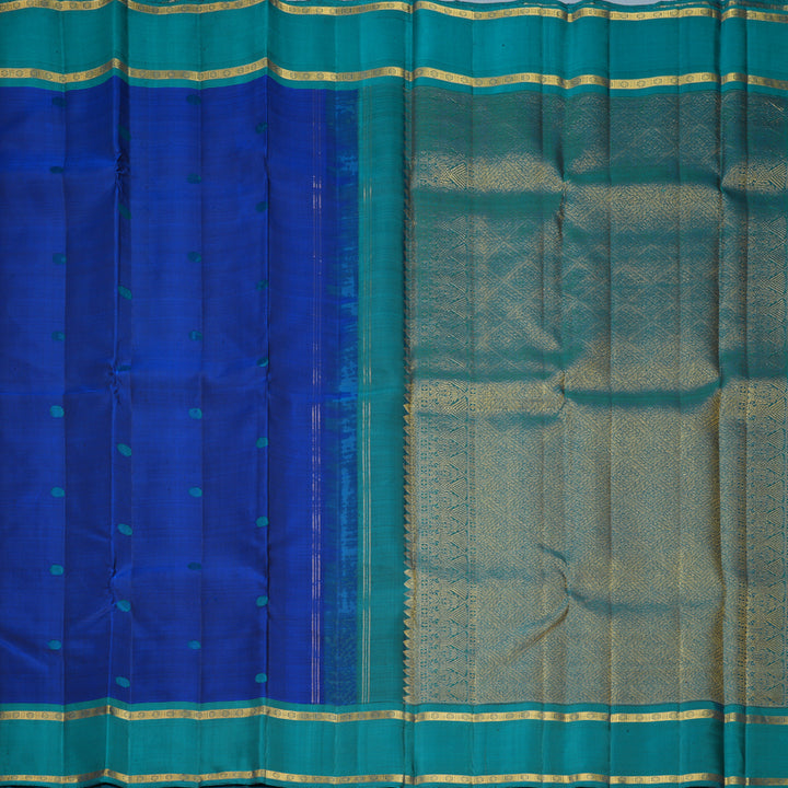 Hayagrivas Handloom MS Blue Kanjivaram Silk Saree with Ramar Green Border KBF805H5-1