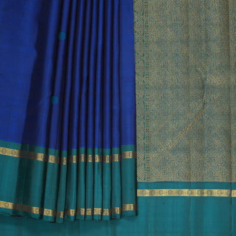 Hayagrivas Handloom MS Blue Kanjivaram Silk Saree with Ramar Green Border KBF805H5-1