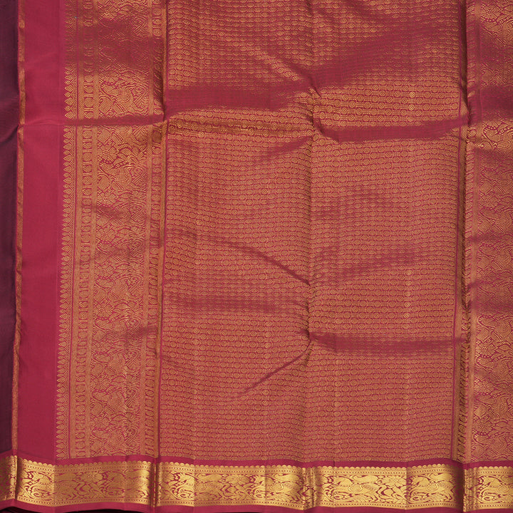 Hayagrivas Handloom Grey Kanjivaram Silk Saree with Maroon Border KBF806H1-3