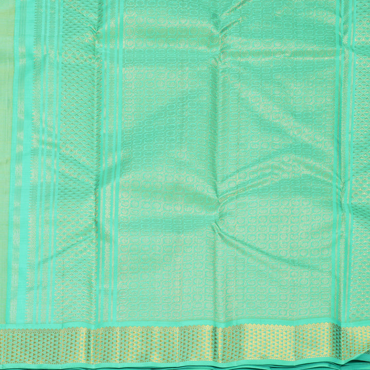 Hayagrivas Handloom Yellow Kanjivaram Silk Saree with Sea Green Border KBF806H2-1