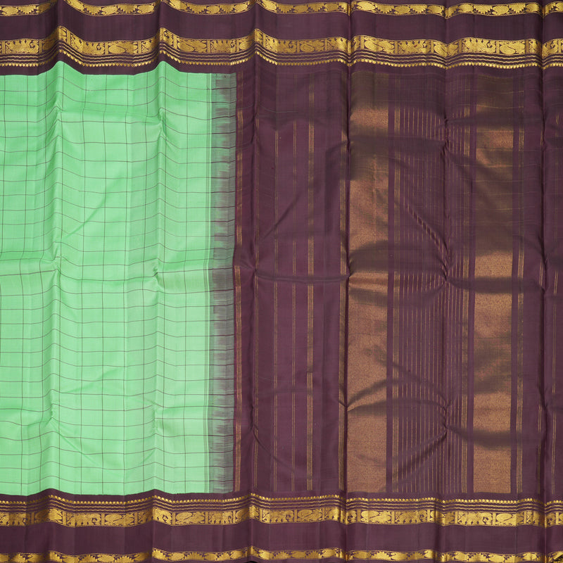 Hayagrivas Handloom Pista Green Kanjivaram Silk Saree with Burgundy Border KBF806H2-2