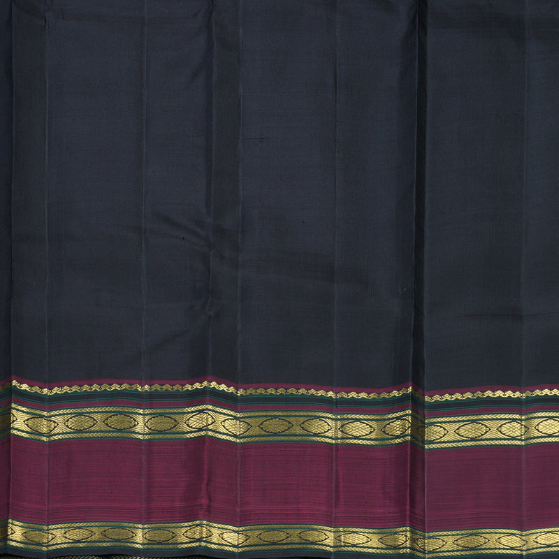 Hayagrivas Handloom Black Kanjivaram Silk Saree with Wine Border KBF807H12-1