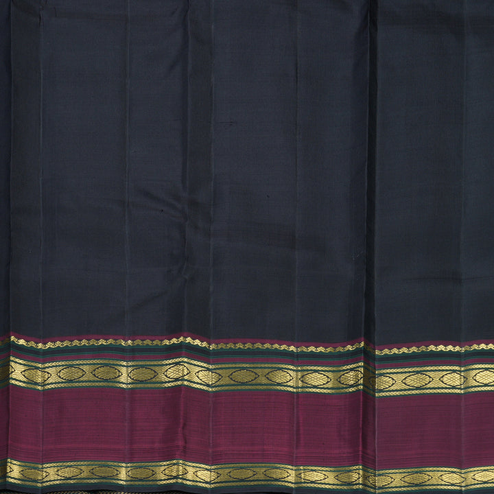 Hayagrivas Handloom Black Kanjivaram Silk Saree with Wine Border KBF807H12-1