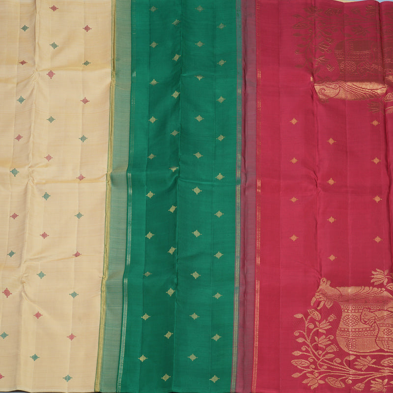 Hayagrivas Handloom Beige Kanjivaram Silk Saree KBF807H2-1