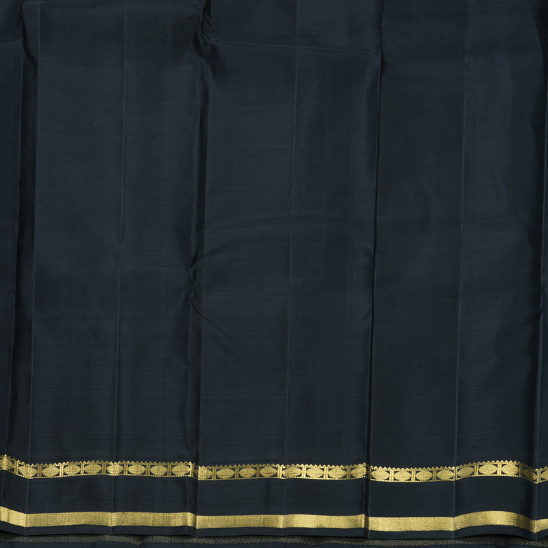 Hayagrivas Handloom Purplish-Blue Kanjivaram Silk Saree with Black Border KBF807H6-1