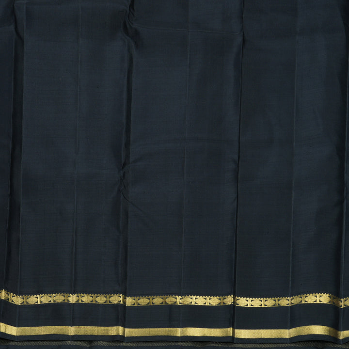 Hayagrivas Handloom Purplish-Blue Kanjivaram Silk Saree with Black Border KBF807H6-1