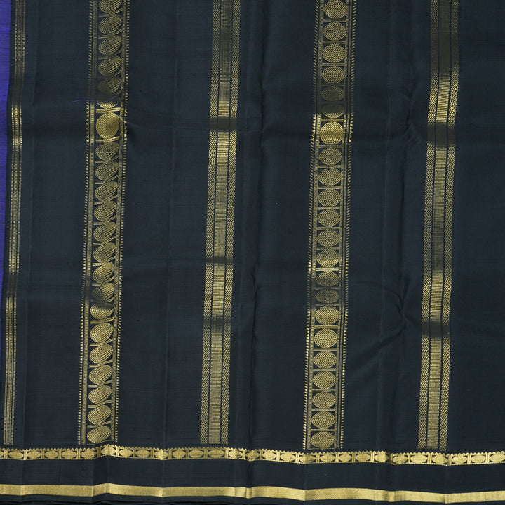 Hayagrivas Handloom Purplish-Blue Kanjivaram Silk Saree with Black Border KBF807H6-1