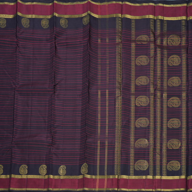 Hayagrivas Handloom Deep Jamun Kanjivaram Silk Saree with Wine Maroon Border KBF807H7-1