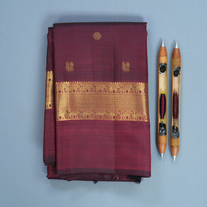 Hayagrivas Handloom Wine Maroon Kanjivaram Silk Saree KBF807H9-1