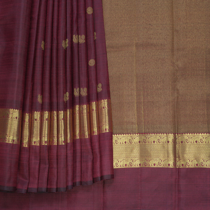 Hayagrivas Handloom Wine Maroon Kanjivaram Silk Saree KBF807H9-1