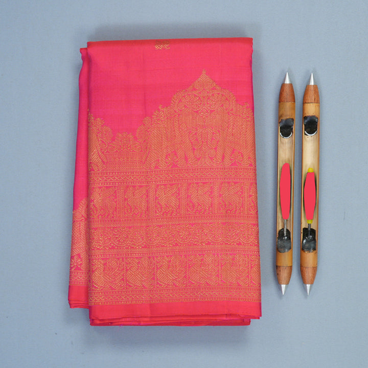 Hayagrivas Handloom Reddish-Pink Kanjivaram Silk Saree KBF808H3-2
