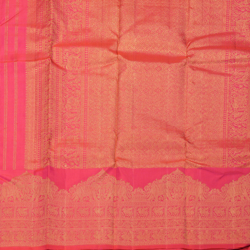 Hayagrivas Handloom Reddish-Pink Kanjivaram Silk Saree KBF808H3-2