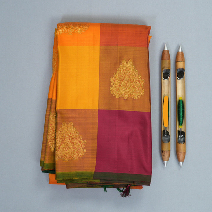 Hayagrivas Handloom Multicolour Checks Kanjivaram Silk Saree KBF809H2-1