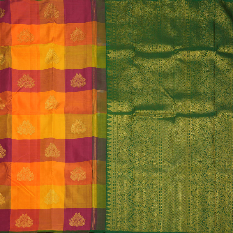 Hayagrivas Handloom Multicolour Checks Kanjivaram Silk Saree KBF809H2-1