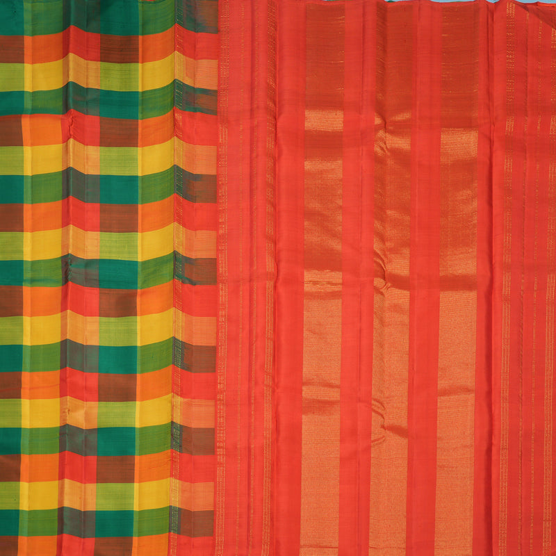 Hayagrivas Handloom Multicolour Checks Kanjivaram Silk Saree KBF811H1-3
