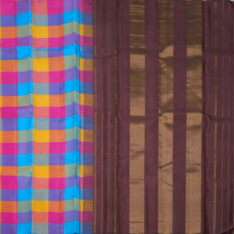 Hayagrivas Handloom Multicolour Checks Kanjivaram Silk Saree KBF811H1-4
